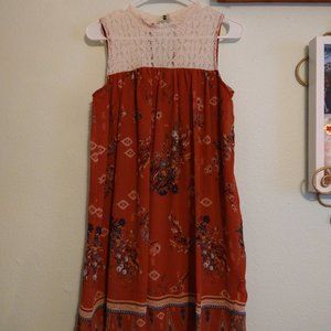 Target Lace Orange Dress Floral Pattern Womens Size Small